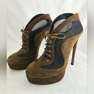 Alaia Brown and Black Suede Heels